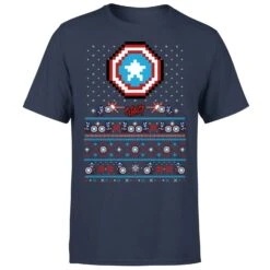 Marvel Avengers Captain America Pixel Art Men's Christmas T-Shirt - Navy 11 Marvel Avengers Captain America Pixel Art Men's Christmas T-Shirt - Navy -Christmas Clothes Store 11923617 5754619812940688