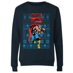Marvel Avengers Thor Women's Christmas Jumper - Navy -Christmas Clothes Store 11923779 1354625255733732