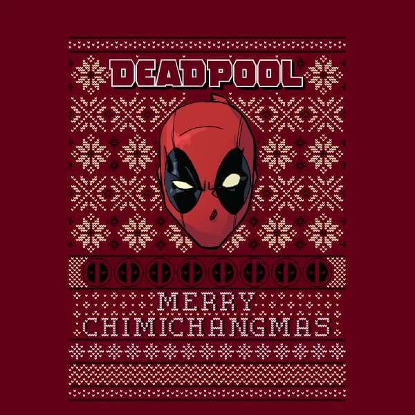 Marvel Deadpool Women's Christmas Jumper - Burgundy 4 Marvel Deadpool Women's Christmas Jumper - Burgundy - Image 2