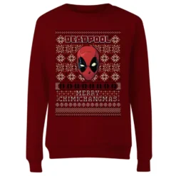Marvel Deadpool Women's Christmas Jumper - Burgundy 9 Marvel Deadpool Women's Christmas Jumper - Burgundy -Christmas Clothes Store 11923853 5164625263124460