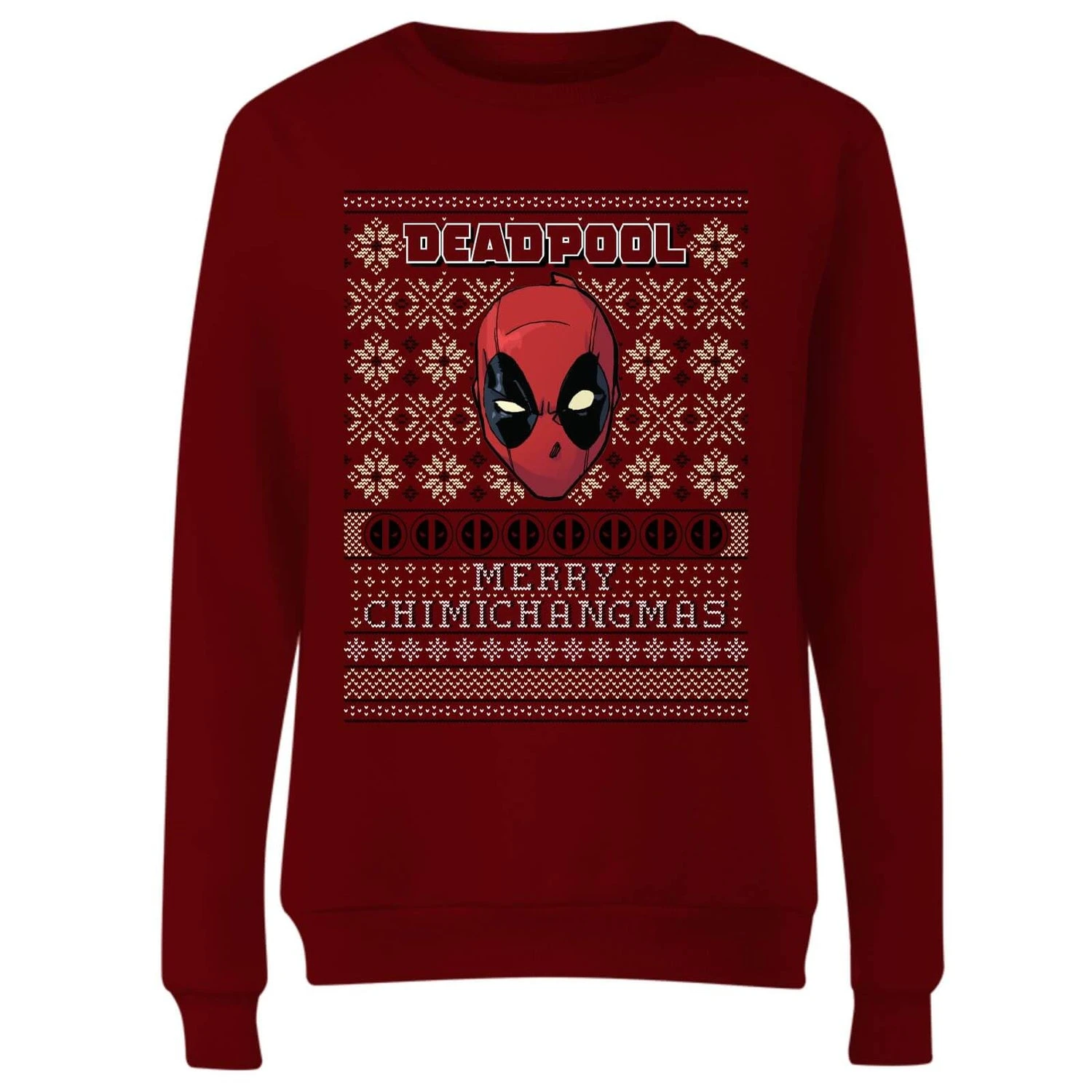 Marvel Deadpool Women's Christmas Jumper - Burgundy 6 Marvel Deadpool Women's Christmas Jumper - Burgundy - Image 4