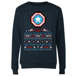 Marvel Avengers Captain America Pixel Art Women's Christmas Jumper - Navy 9 Marvel Avengers Captain America Pixel Art Women's Christmas Jumper - Navy -Christmas Clothes Store 11923897 9834625256365088