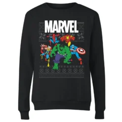 Marvel Avengers Group Women's Christmas Jumper - Black