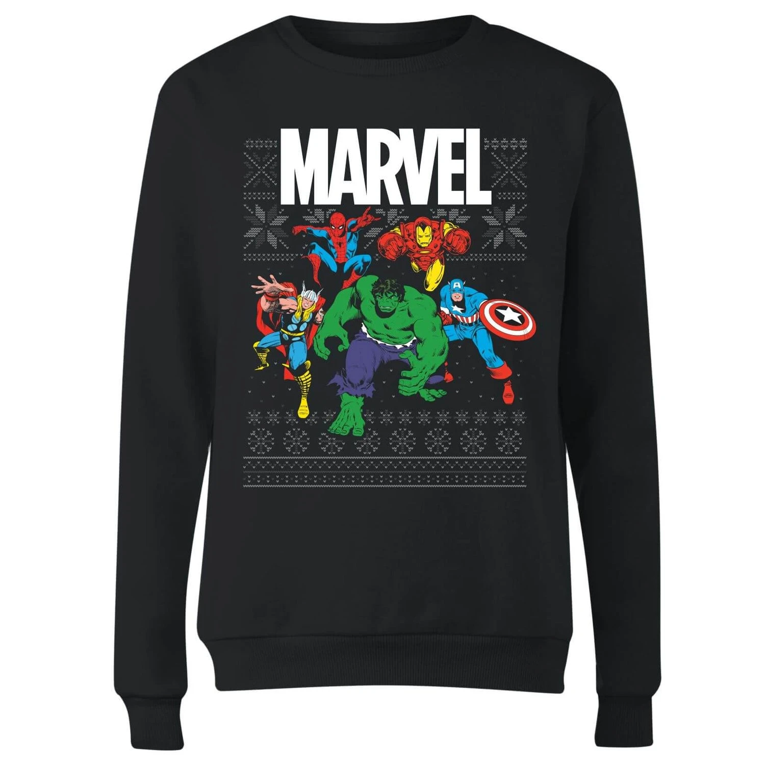 Marvel Avengers Group Women's Christmas Jumper - Black 3 Marvel Avengers Group Women's Christmas Jumper - Black