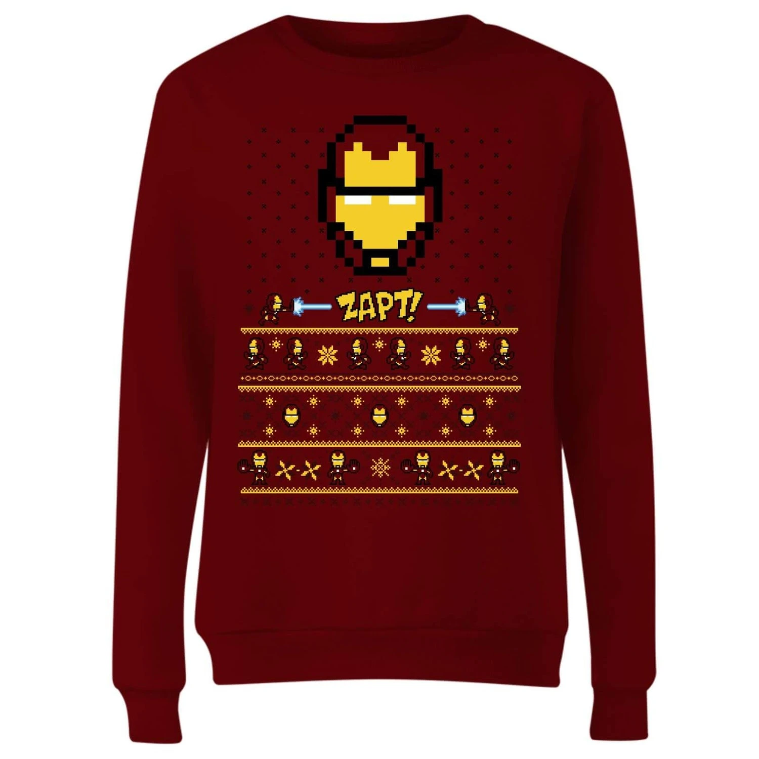 Marvel Avengers Iron Man Pixel Art Women's Christmas Jumper - Burgundy 6 Marvel Avengers Iron Man Pixel Art Women's Christmas Jumper - Burgundy - Image 4