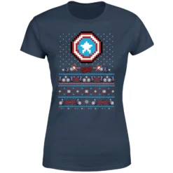 Marvel Avengers Captain America Pixel Art Women's Christmas T-Shirt - Navy 11 Marvel Avengers Captain America Pixel Art Women's Christmas T-Shirt - Navy -Christmas Clothes Store 11923962 8804624498495968