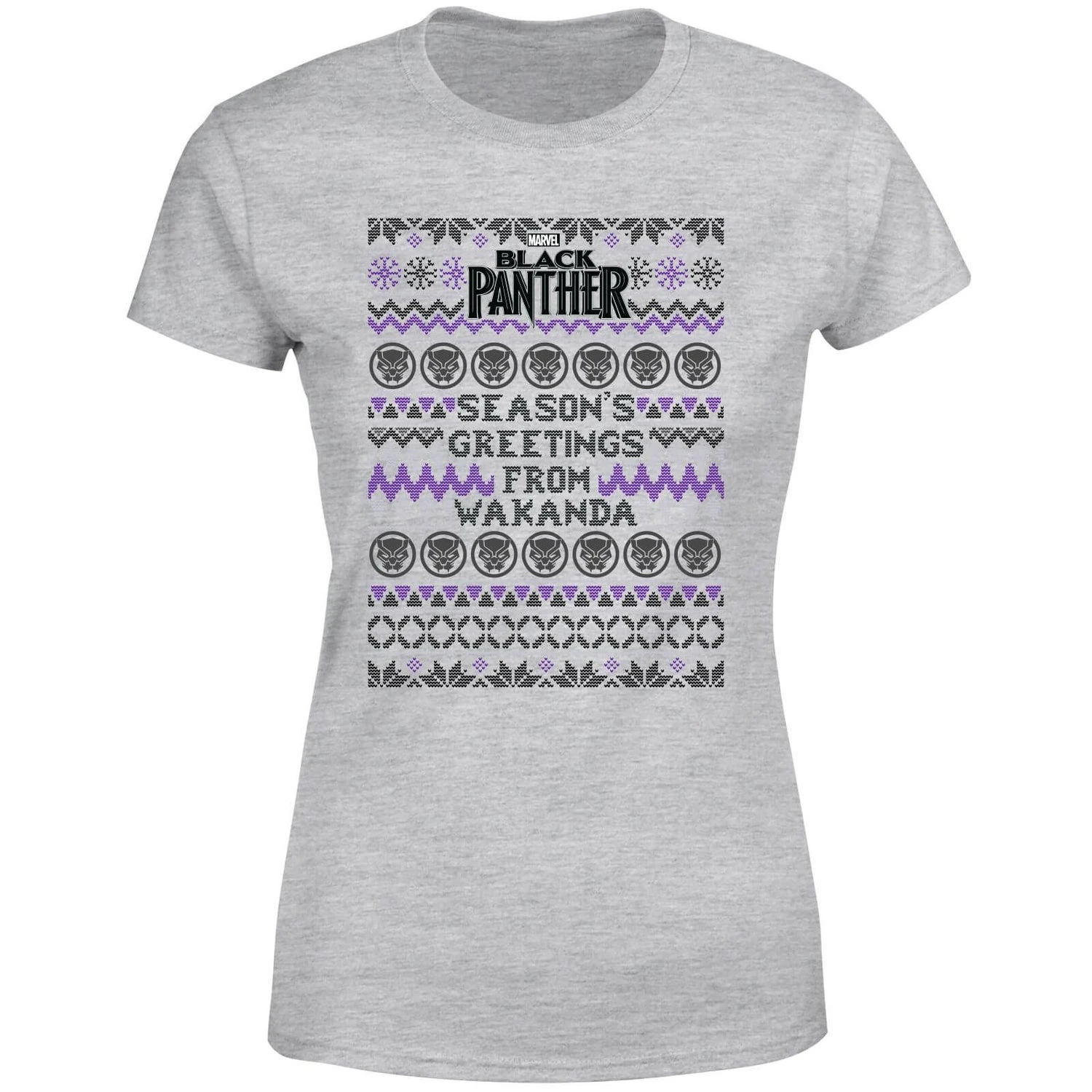 Marvel Avengers Season's Greetings From Wakanda Women's Christmas T-Shirt - Grey 7 Marvel Avengers Season's Greetings From Wakanda Women's Christmas T-Shirt - Grey - Image 5