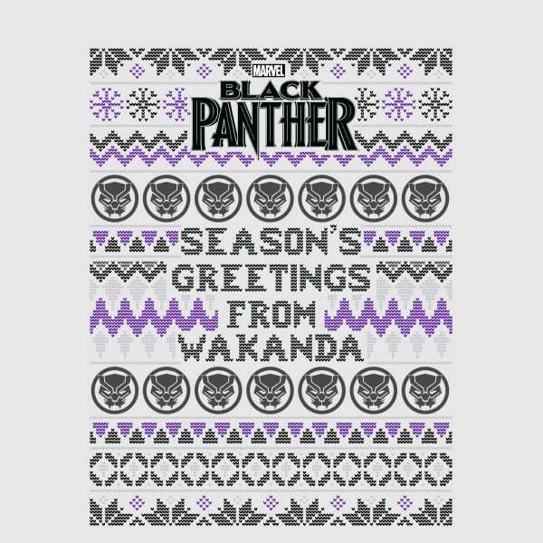 Marvel Avengers Season's Greetings From Wakanda Women's Christmas T-Shirt - Grey 4 Marvel Avengers Season's Greetings From Wakanda Women's Christmas T-Shirt - Grey - Image 2