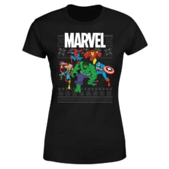 Marvel Avengers Group Women's Christmas T-Shirt - Black -Christmas Clothes Store 11923986 2054624499485854
