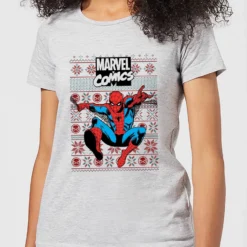 Marvel Avengers Classic Spider-Man Women's Christmas T-Shirt - Grey