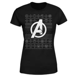 Marvel Avengers Logo Women's Christmas T-Shirt - Black -Christmas Clothes Store 11924028 1014624501966470