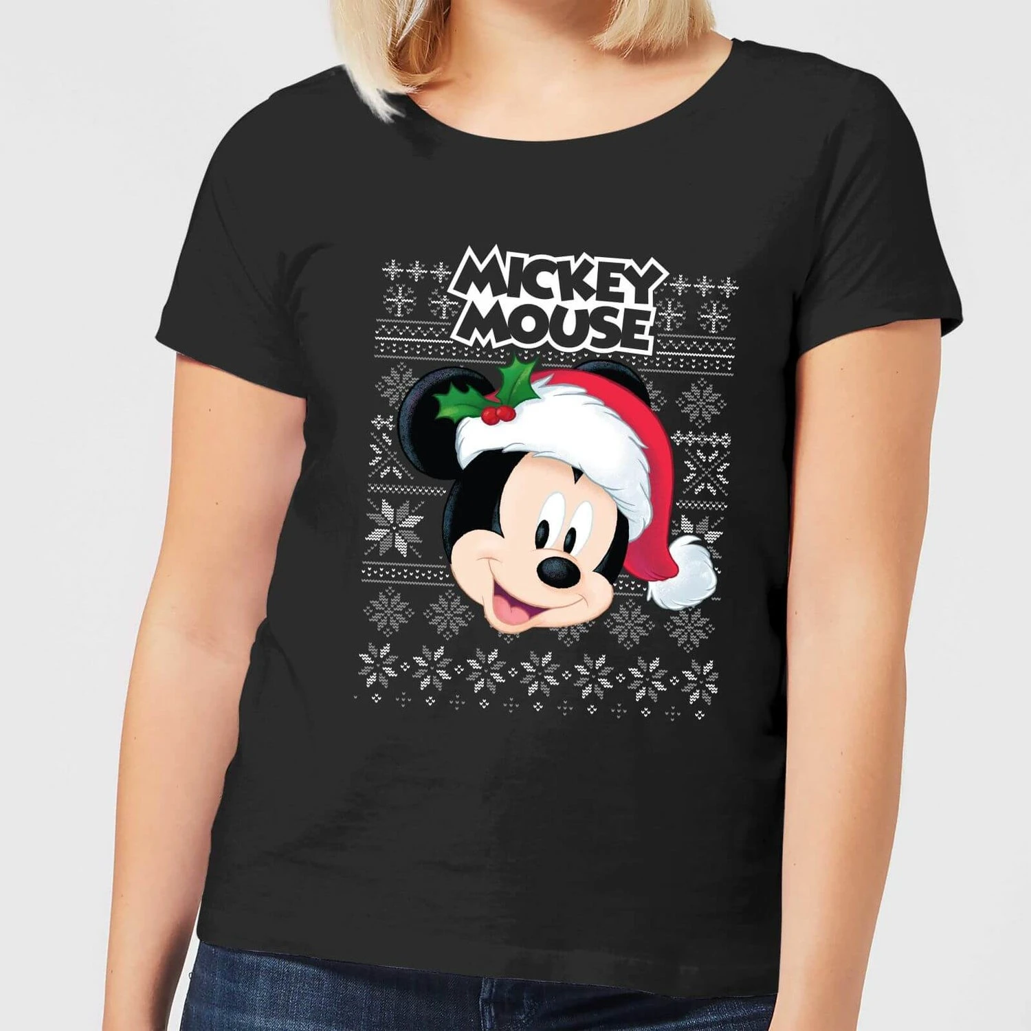 Disney Classic Mickey Mouse Women's Christmas T-Shirt - Black 3 Disney Classic Mickey Mouse Women's Christmas T-Shirt - Black