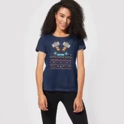 Marvel Avengers Thor Pixel Art Women's Christmas T-Shirt - Navy -Christmas Clothes Store 11924040 1264624502273463
