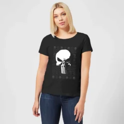 Marvel Punisher Women's Christmas T-Shirt - Black -Christmas Clothes Store 11924052 2544624503363663