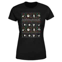 Disney Nightmare Before Christmas Jack Sally Zero Faces Women's T-Shirt - Black -Christmas Clothes Store 11926312 1844621134669150