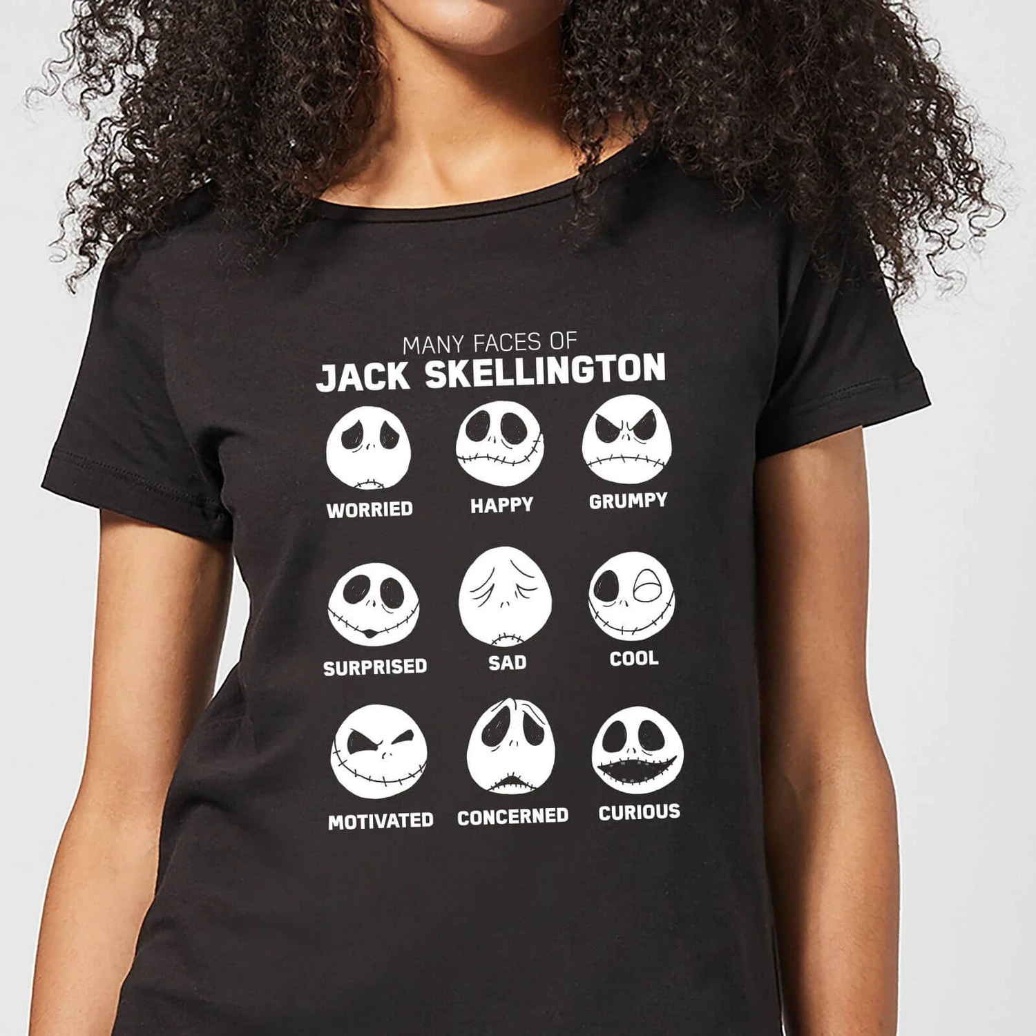 Disney Nightmare Before Christmas Jack Pumpkin Faces Collection Women's T-Shirt - Black 3 Disney Nightmare Before Christmas Jack Pumpkin Faces Collection Women's T-Shirt - Black