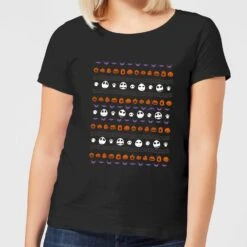 Disney Nightmare Before Christmas Jack Pumpkin Faces Women's T-Shirt - Black