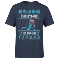 Rick And Morty Mr Meeseeks Pain Men's Christmas T-Shirt - Navy -Christmas Clothes Store 11927303 2144621376939559
