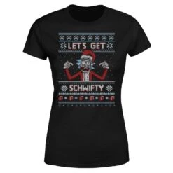 Rick And Morty Lets Get Schwifty Women's Christmas T-Shirt - Black -Christmas Clothes Store 11927354 1044624297610616