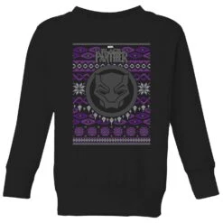 Marvel Avengers Black Panther Kids Christmas Jumper - Black