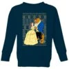 Disney Classic Beauty And The Beast Pattern Kids Christmas Jumper - Navy -Christmas Clothes Store 11928276 3184621630524297
