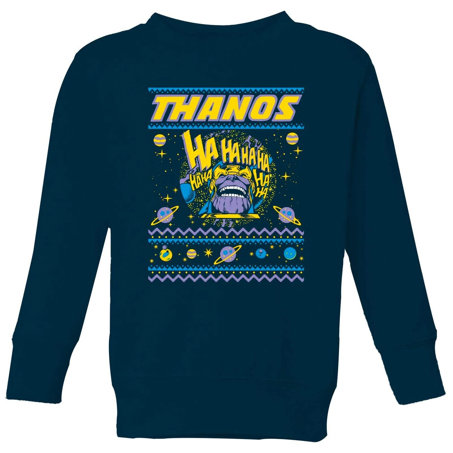 Marvel Thanos Christmas Knit Kids Christmas Jumper - Navy 3 Marvel Thanos Christmas Knit Kids Christmas Jumper - Navy