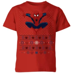 Marvel Avengers Spider-Man Kids Christmas T-Shirt - Red