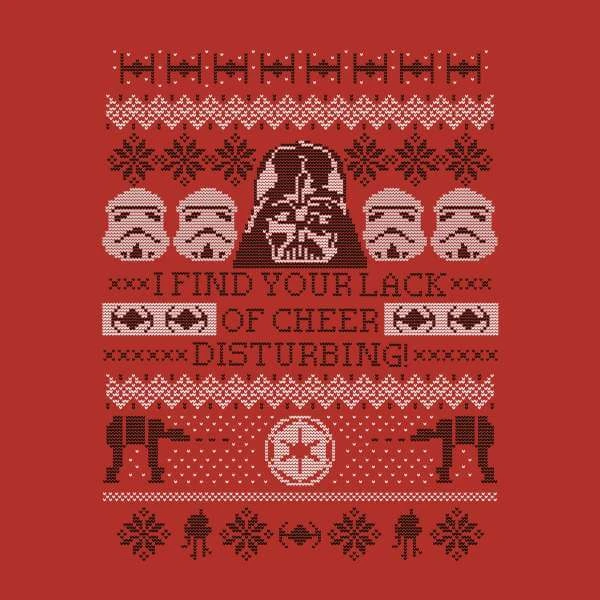 Star Wars I Find Your Lack Of Cheer Disturbing Christmas Jumper - Red 4 Star Wars I Find Your Lack Of Cheer Disturbing Christmas Jumper - Red - Image 2