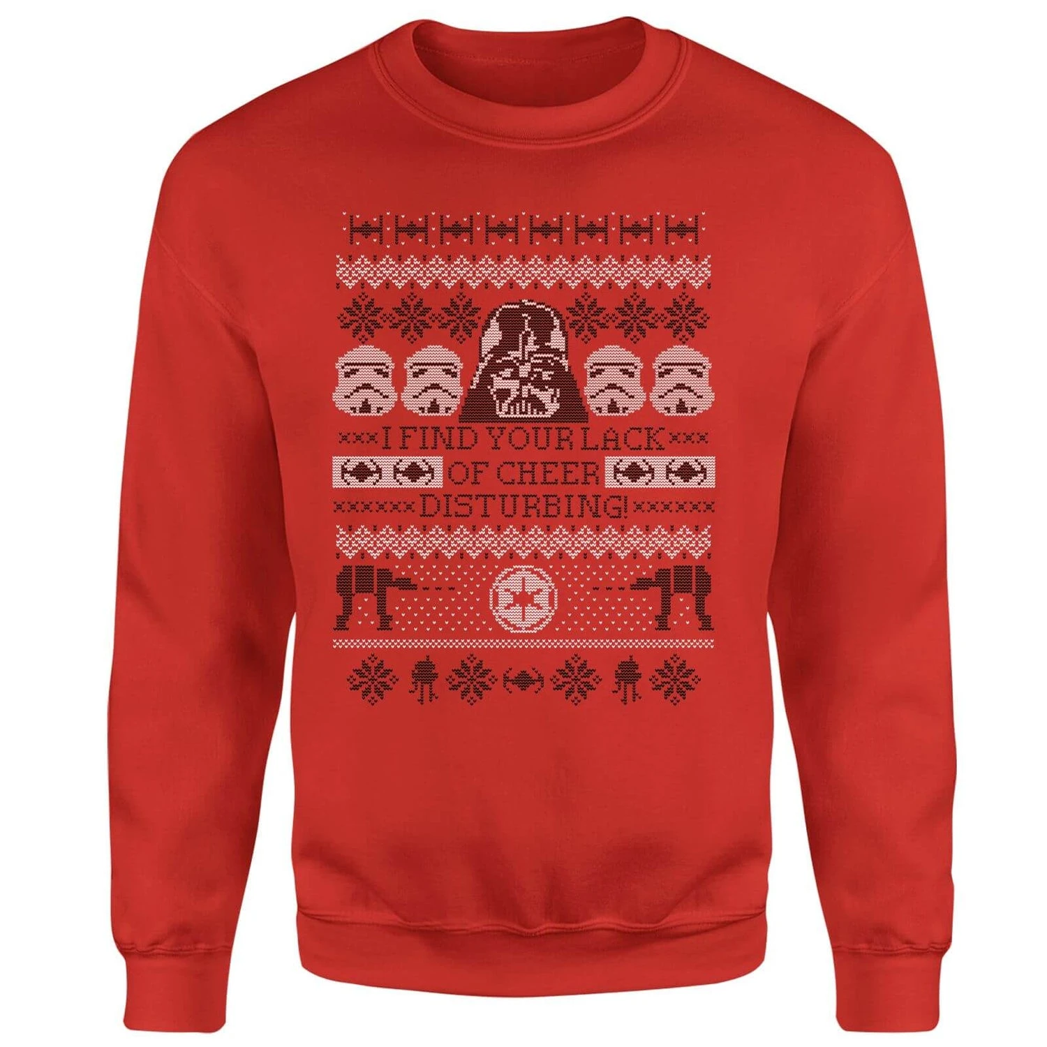 Star Wars I Find Your Lack Of Cheer Disturbing Christmas Jumper - Red 6 Star Wars I Find Your Lack Of Cheer Disturbing Christmas Jumper - Red - Image 4
