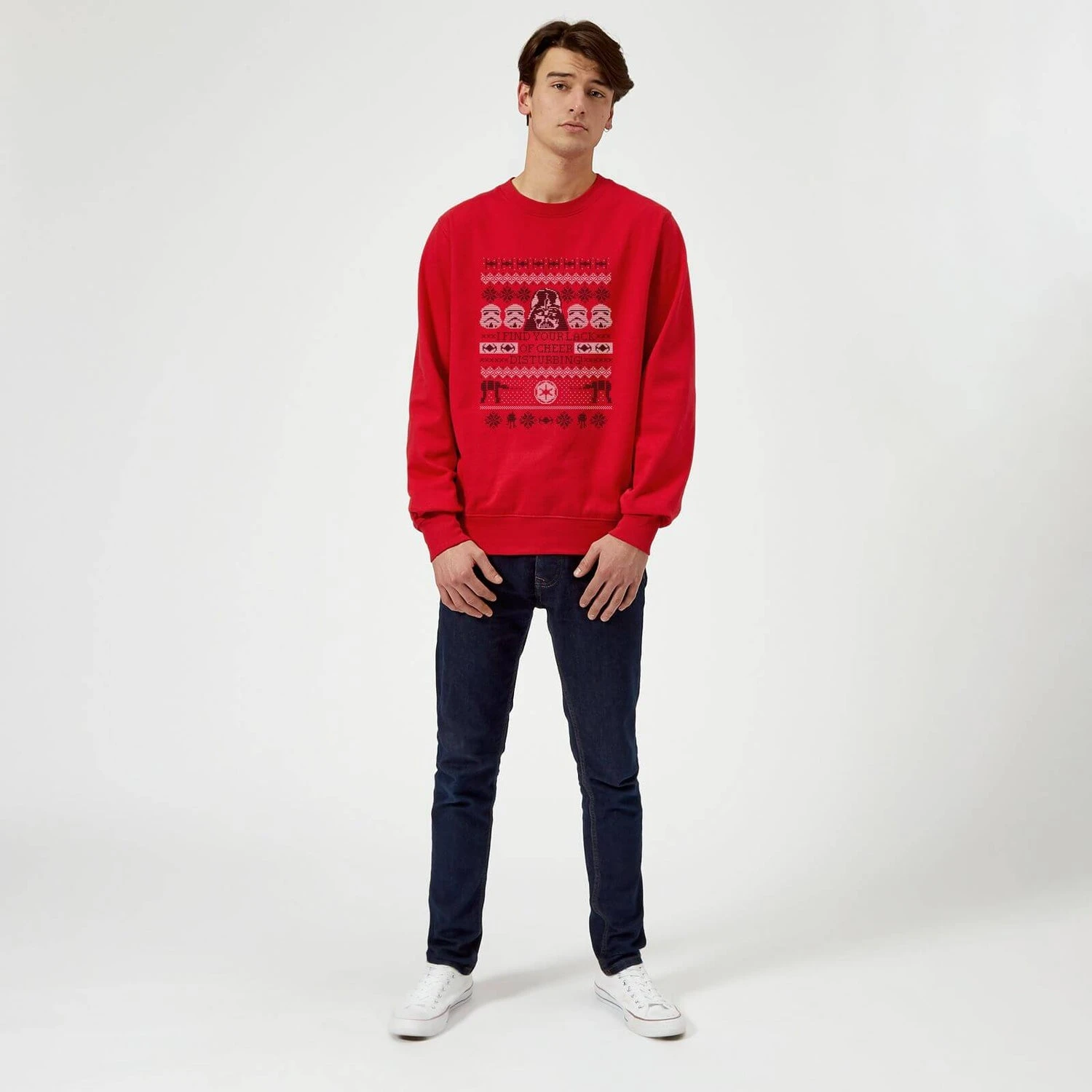 Star Wars I Find Your Lack Of Cheer Disturbing Christmas Jumper - Red 5 Star Wars I Find Your Lack Of Cheer Disturbing Christmas Jumper - Red - Image 3