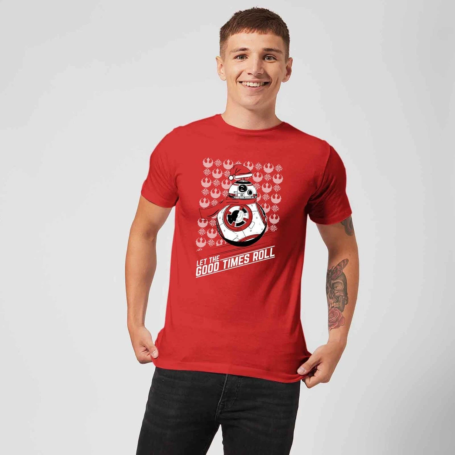Star Wars Let The Good Times Roll Men's Christmas T-Shirt - Red 5 Star Wars Let The Good Times Roll Men's Christmas T-Shirt - Red - Image 3