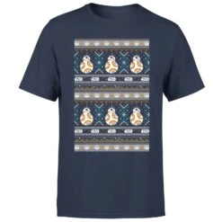 Star Wars BB-8 Pattern Men's Christmas T-Shirt - Navy -Christmas Clothes Store 11929468 6764622426488821