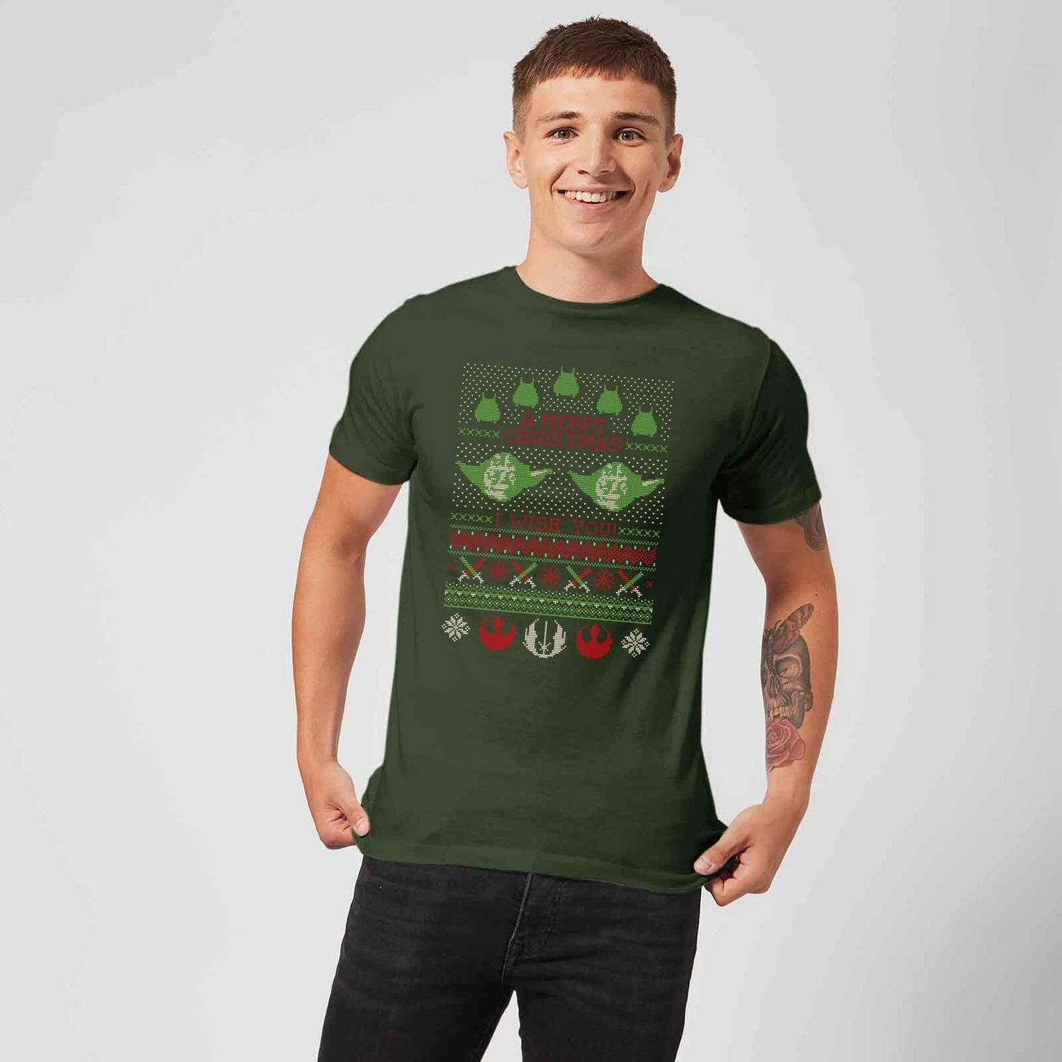 Star Wars Merry Christmas I Wish You Knit Men's Christmas T-Shirt - Forest Green 5 Star Wars Merry Christmas I Wish You Knit Men's Christmas T-Shirt - Forest Green - Image 3