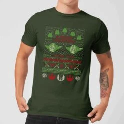 Star Wars Merry Christmas I Wish You Knit Men's Christmas T-Shirt - Forest Green