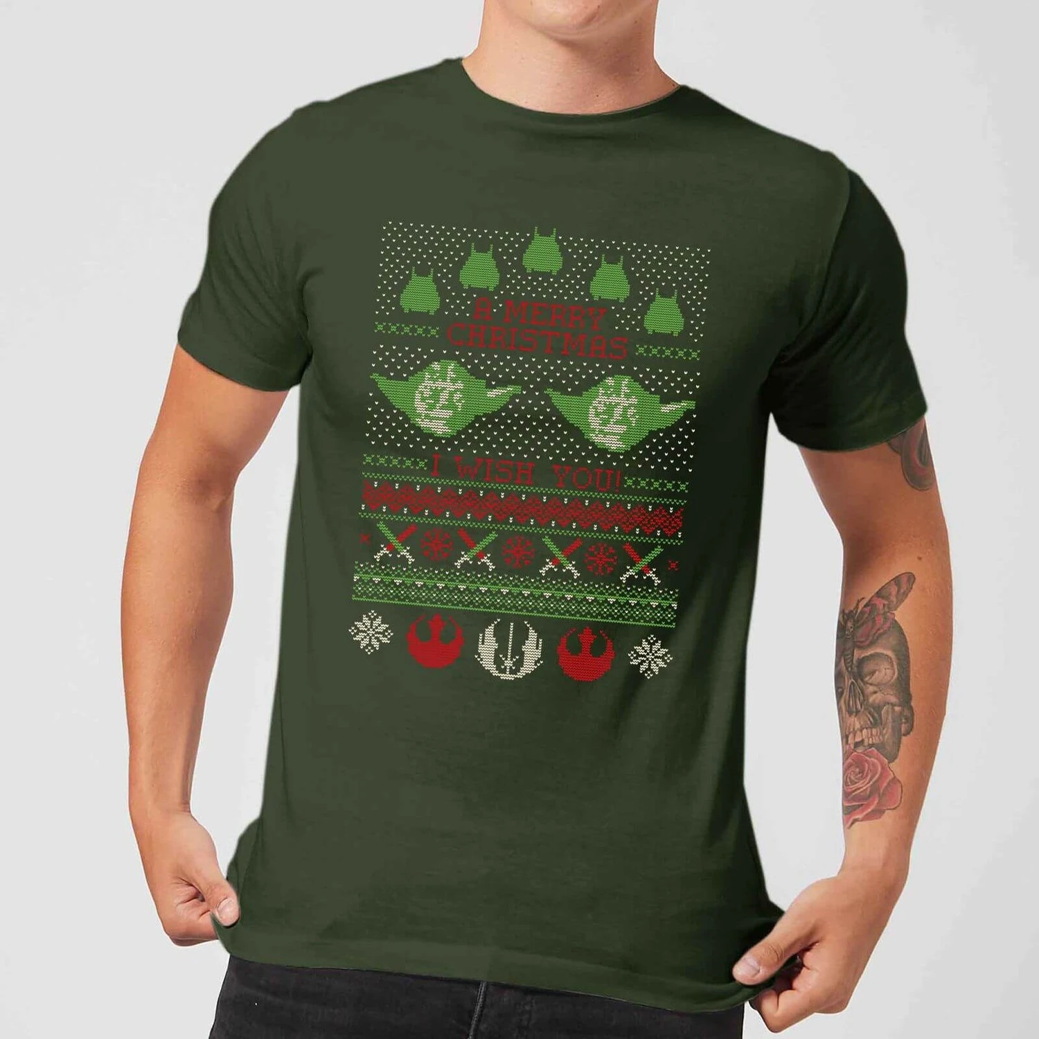 Star Wars Merry Christmas I Wish You Knit Men's Christmas T-Shirt - Forest Green 3 Star Wars Merry Christmas I Wish You Knit Men's Christmas T-Shirt - Forest Green