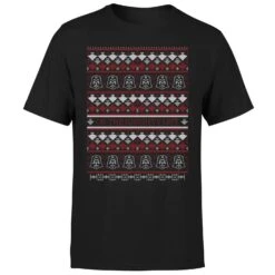 Star Wars On The Naughty List Pattern Men's Christmas T-Shirt - Black -Christmas Clothes Store 11929498 1884622429182560