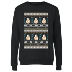 Star Wars BB-8 Pattern Women's Christmas Jumper - Black -Christmas Clothes Store 11929532 4774625257894095