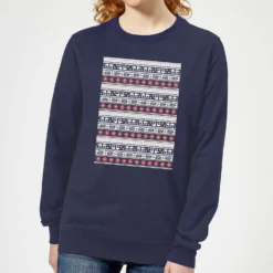 Star Wars AT-AT Pattern Women's Christmas Jumper - Navy