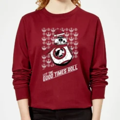 Star Wars Let The Good Times Roll Women's Christmas Jumper - Burgundy