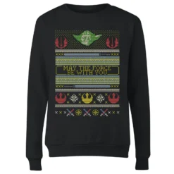 Star Wars May The Force Be With You Pattern Women's Christmas Jumper - Black 9 Star Wars May The Force Be With You Pattern Women's Christmas Jumper - Black -Christmas Clothes Store 11929613 1714625258251482