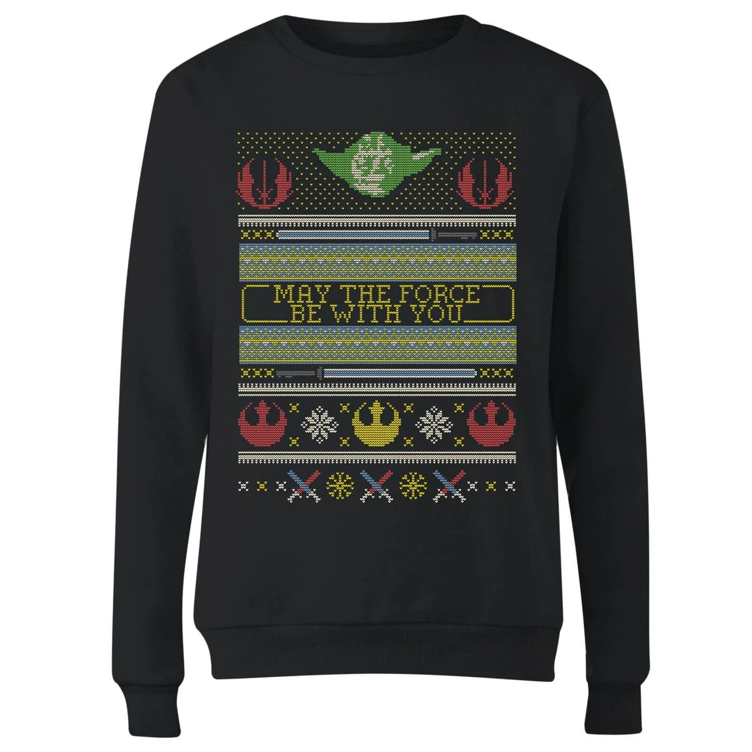 Star Wars May The Force Be With You Pattern Women's Christmas Jumper - Black 6 Star Wars May The Force Be With You Pattern Women's Christmas Jumper - Black - Image 4