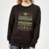 Star Wars May The Force Be With You Pattern Women's Christmas Jumper - Black -Christmas Clothes Store 11929613 4154625263367694