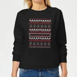 Star Wars On The Naughty List Pattern Women's Christmas Jumper - Black