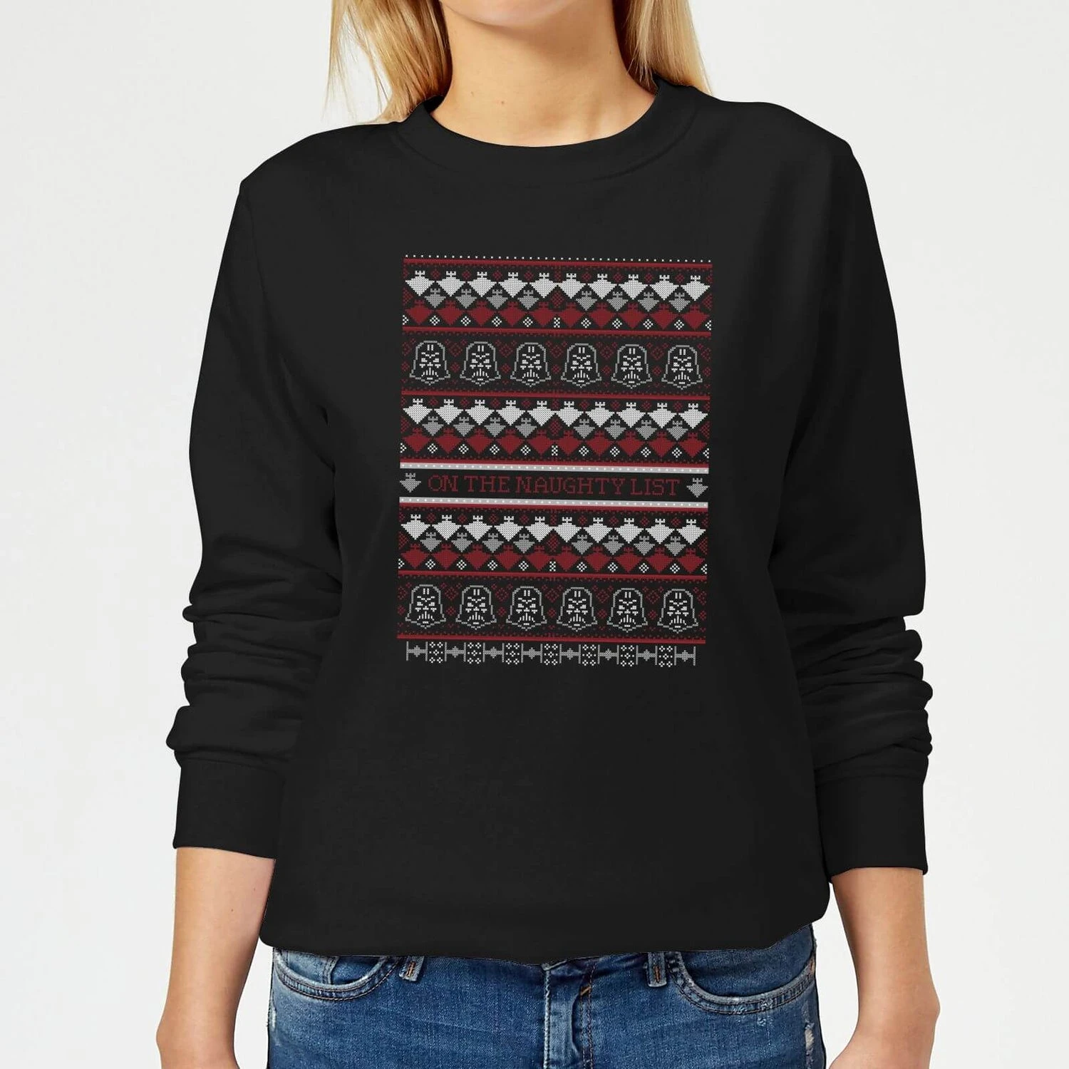 Star Wars On The Naughty List Pattern Women's Christmas Jumper - Black 3 Star Wars On The Naughty List Pattern Women's Christmas Jumper - Black