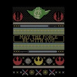 Star Wars May The Force Be With You Pattern Women's Christmas T-Shirt - Black -Christmas Clothes Store 11929695 1234624298801457