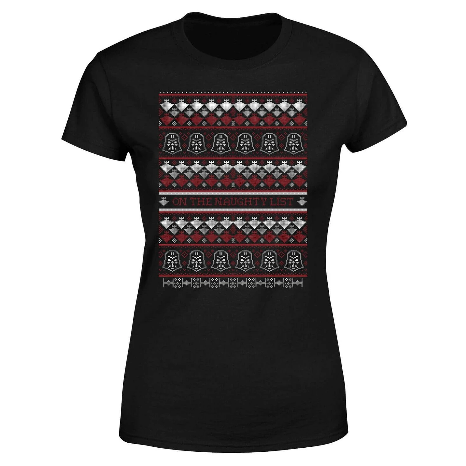 Star Wars On The Naughty List Pattern Women's Christmas T-Shirt - Black 7 Star Wars On The Naughty List Pattern Women's Christmas T-Shirt - Black - Image 5