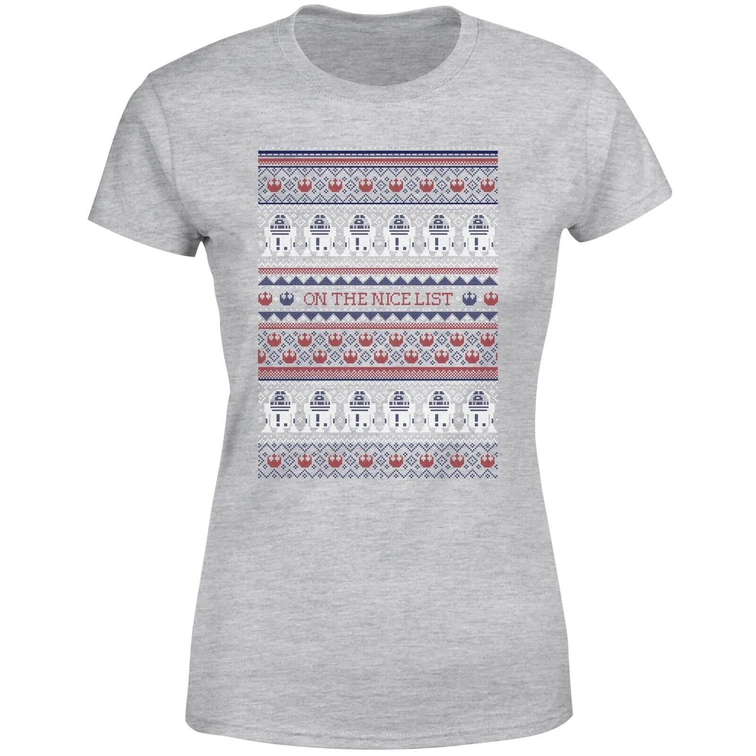 Star Wars On The Nice List Pattern Women's Christmas T-Shirt - Grey 7 Star Wars On The Nice List Pattern Women's Christmas T-Shirt - Grey - Image 5