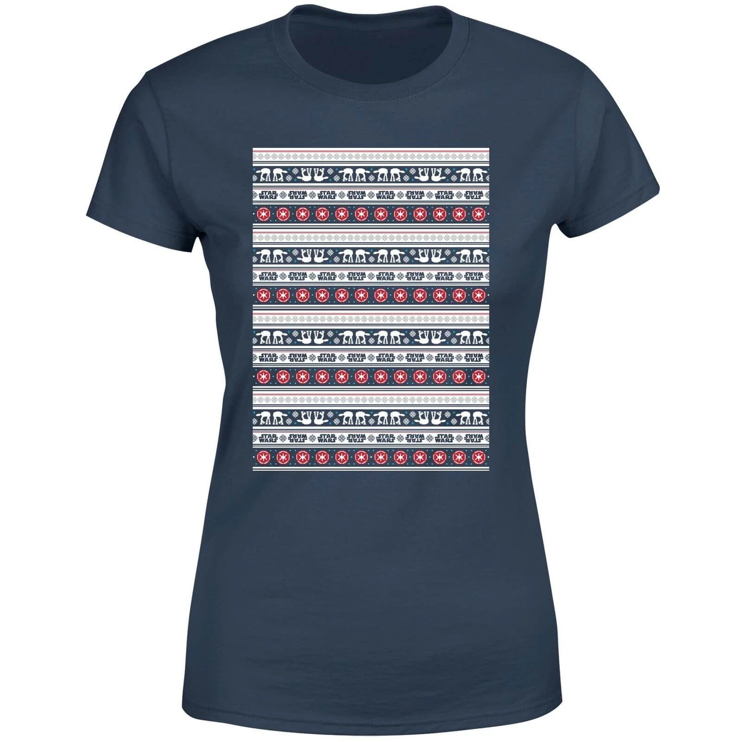 Star Wars AT-AT Pattern Women's Christmas T-Shirt - Navy 7 Star Wars AT-AT Pattern Women's Christmas T-Shirt - Navy - Image 5