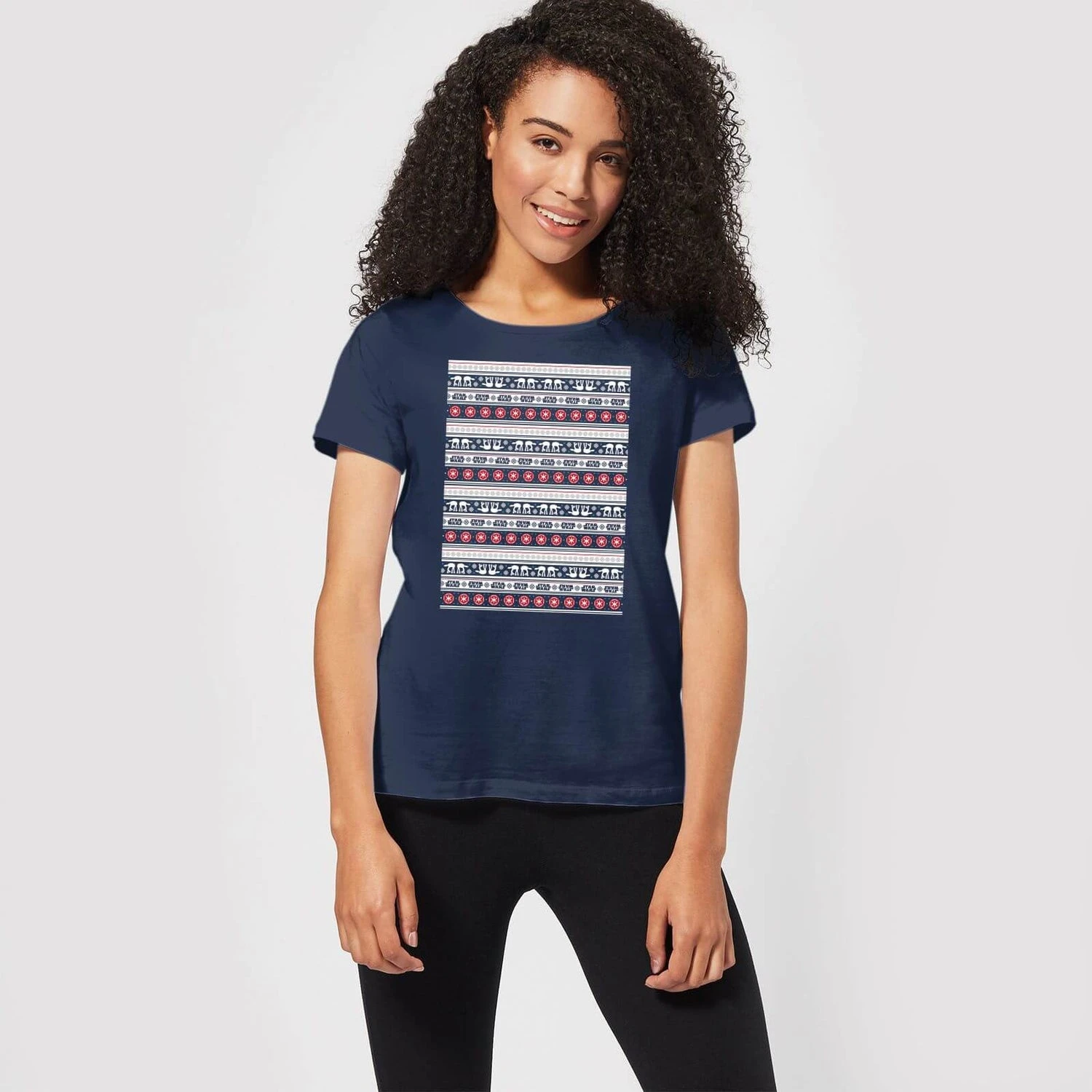 Star Wars AT-AT Pattern Women's Christmas T-Shirt - Navy 5 Star Wars AT-AT Pattern Women's Christmas T-Shirt - Navy - Image 3