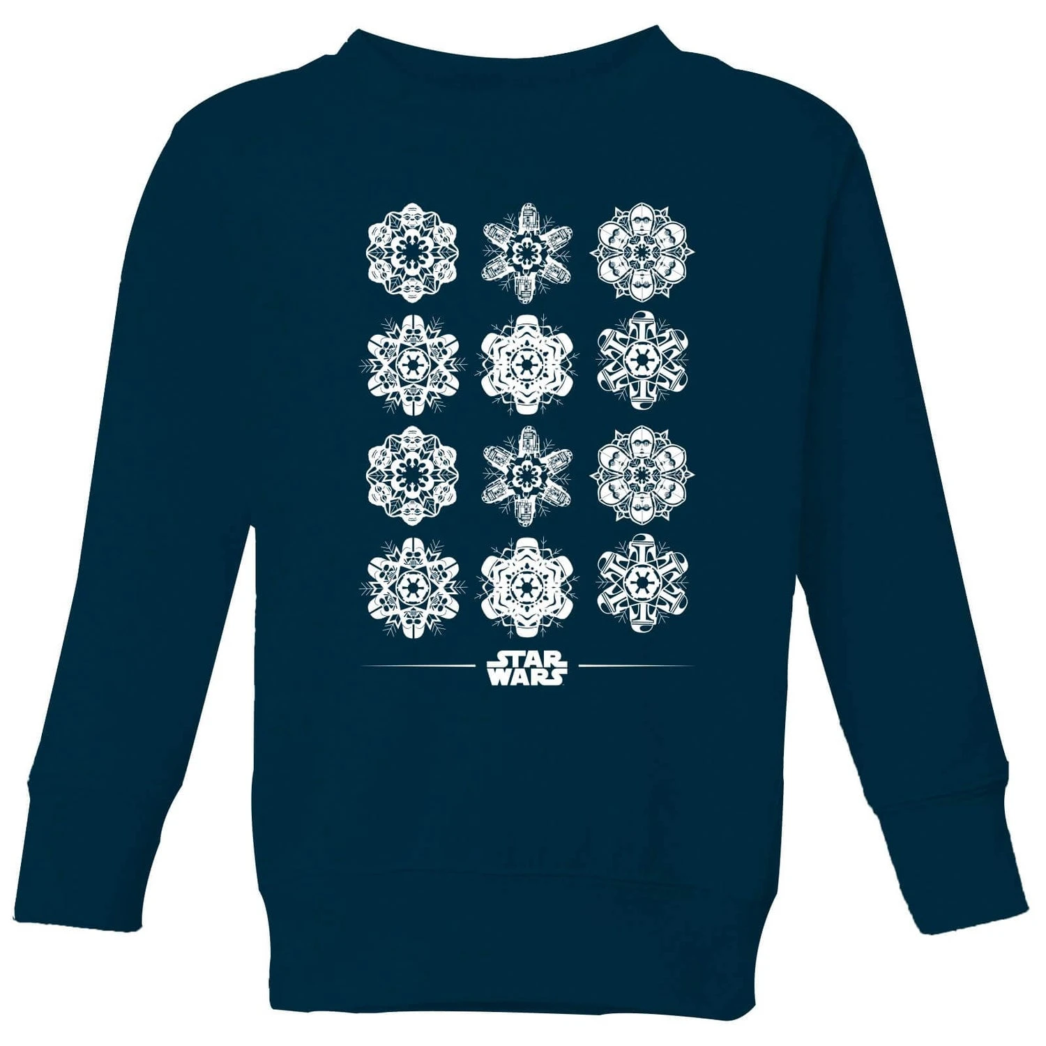 Star Wars Snowflake Kids Christmas Jumper - Navy 3 Star Wars Snowflake Kids Christmas Jumper - Navy